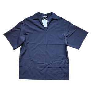 NEW 12 Storeez Women’s Boxy Side Slits Blouse size M Black